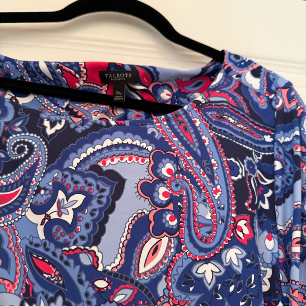 Talbots Blue and Pink Paisley Blouse